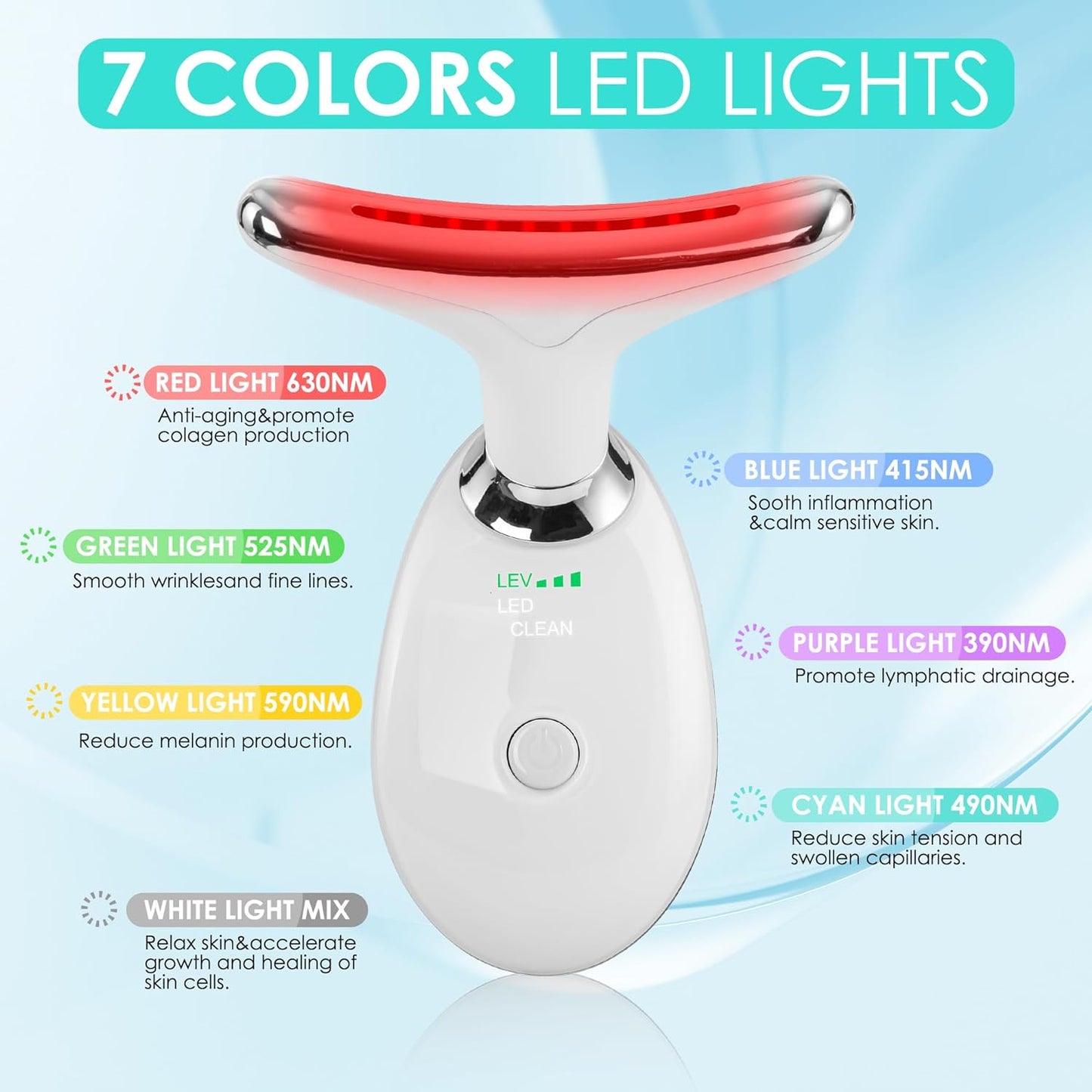 Facial Massager Red-Light-Therapy-For-Face and Neck, Face ๐ฒ Culpting Wand with 7 Color