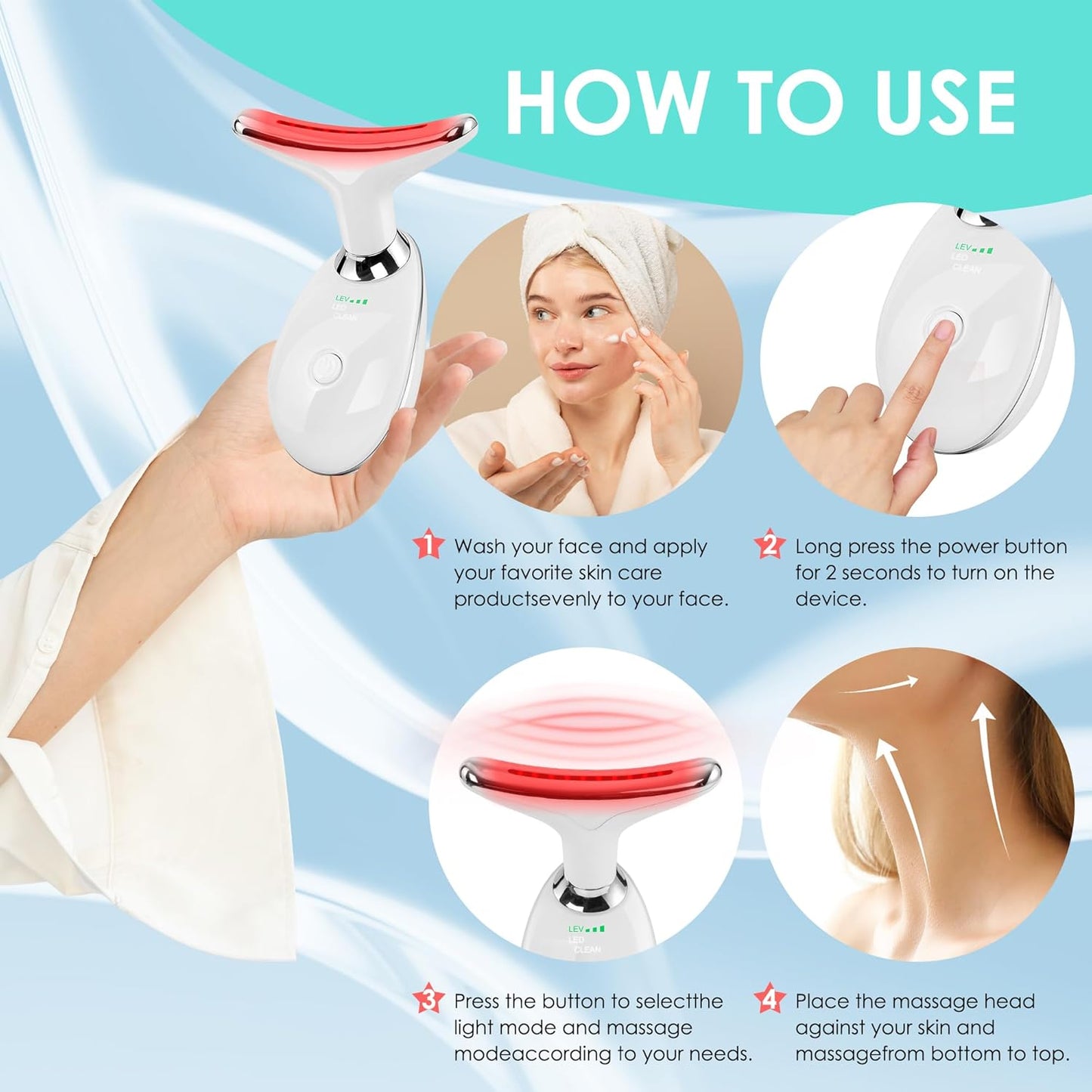 Facial Massager Red-Light-Therapy-For-Face and Neck, Face ๐ฒ Culpting Wand with 7 Color