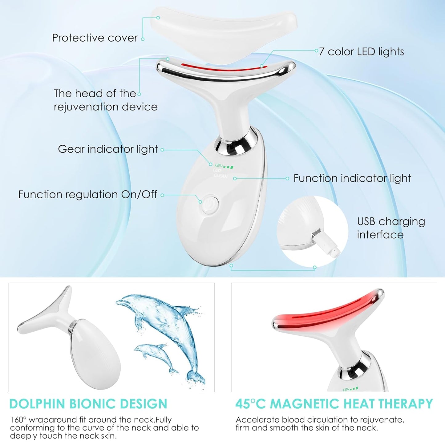 Facial Massager Red-Light-Therapy-For-Face and Neck, Face ๐ฒ Culpting Wand with 7 Color