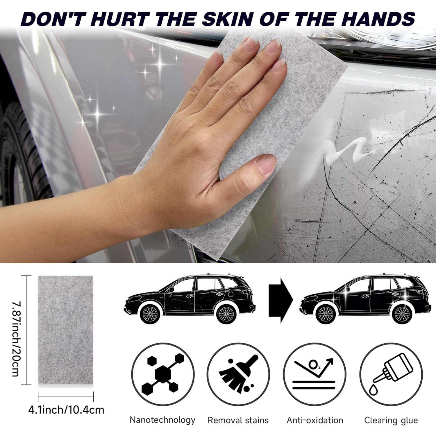 7Pack New Nano Sparkle Cloth Car Scratch Remover and Repair Paste - Polishing Wax for Scratches - Magic Cloth
