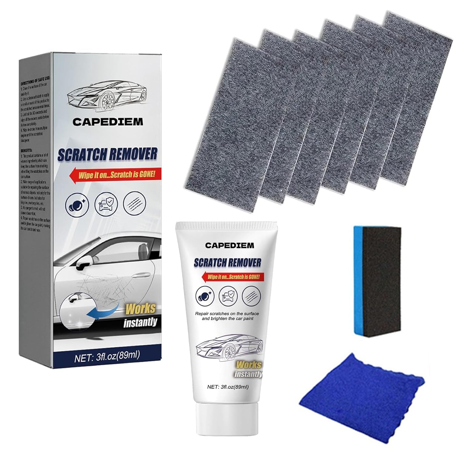 7Pack New Nano Sparkle Cloth Car Scratch Remover and Repair Paste - Polishing Wax for Scratches - Magic Cloth