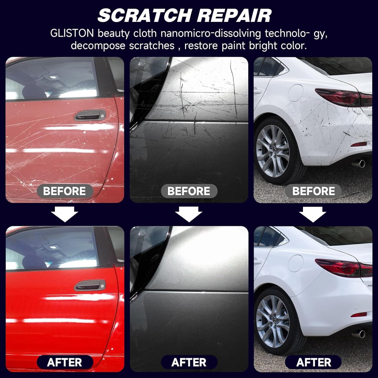 7Pack New Nano Sparkle Cloth Car Scratch Remover and Repair Paste - Polishing Wax for Scratches - Magic Cloth