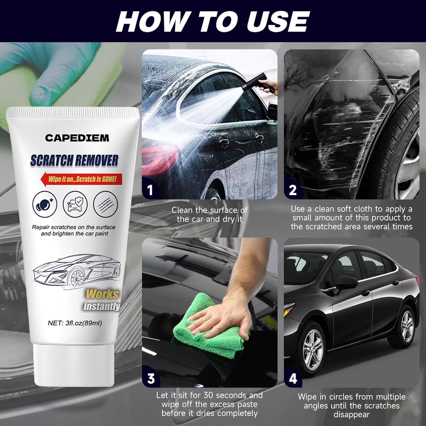 7Pack New Nano Sparkle Cloth Car Scratch Remover and Repair Paste - Polishing Wax for Scratches - Magic Cloth